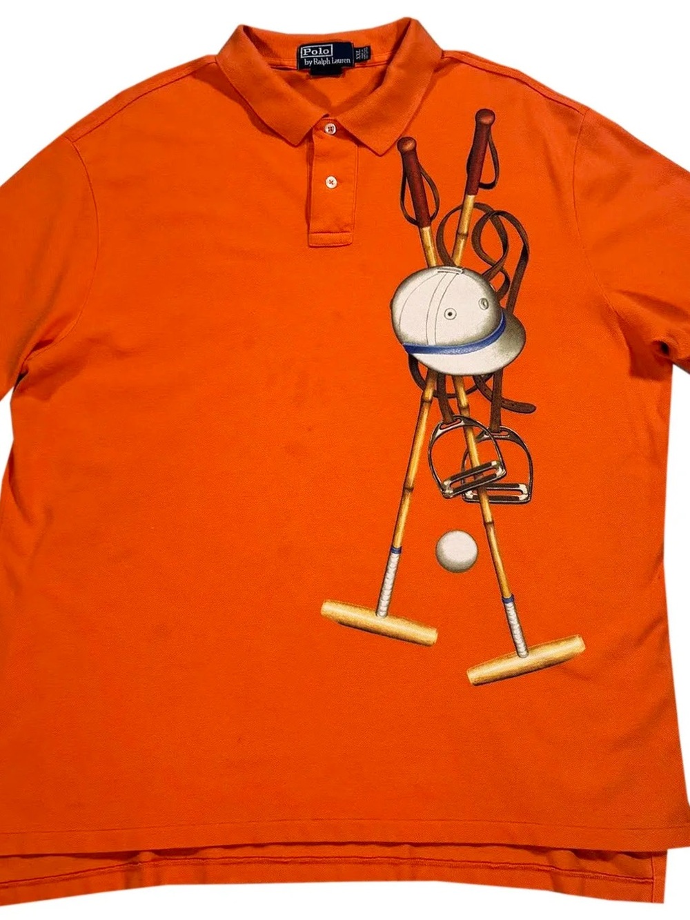 Vintage Polo Ralph Lauren Equestrian Orange Rugby (Size XXL)